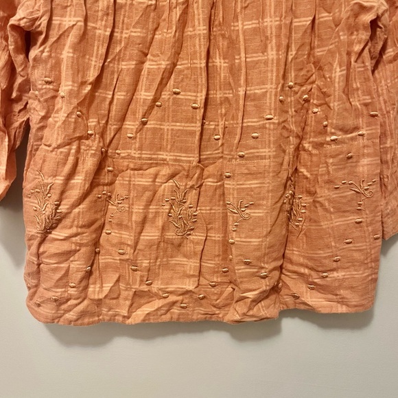๐ฅ 3/$30 Anthropologie orange embroidered plaid button long sleeve top - Picture 14 of 17